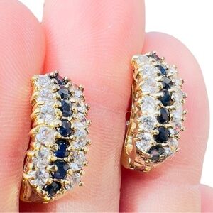 SOLD Vintage 925 Sterling Silver Gold Vermeil Blue Sapphire earring